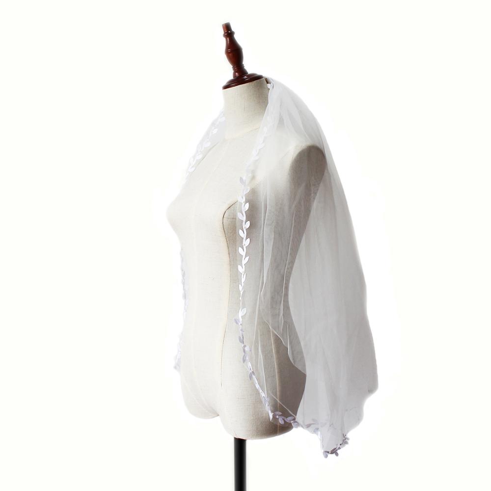 Mid Length Bridal Veil With Double Leaf Edge by Mirlaine Univers