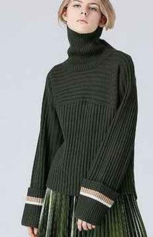 High necked stripes stripes sleeves loose sleeves sweaters