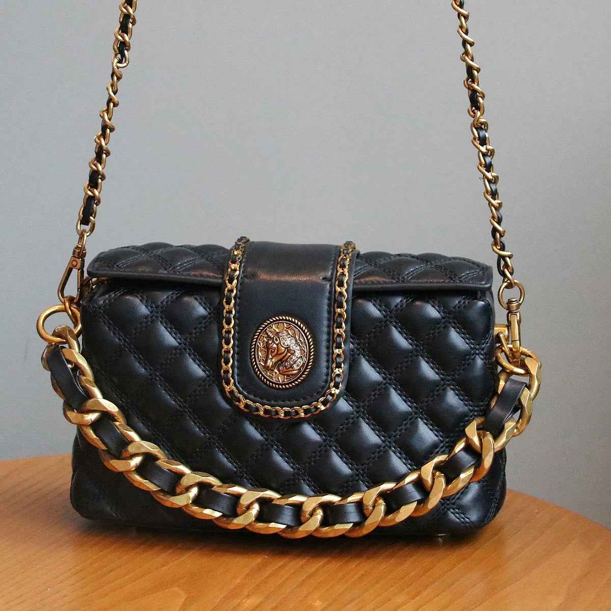 Stylish Solid-color High-end Diamond-quilted Crossbody Bag