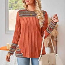 Women's Geometric Stripe Print Patchwork Top