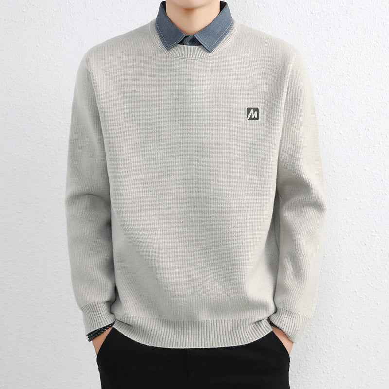 Simple Fake Two Pieces Sweaters Men