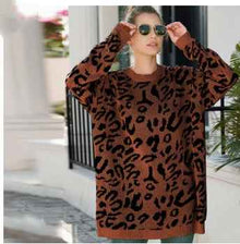 Loose leopard print sweaters with long sleeves