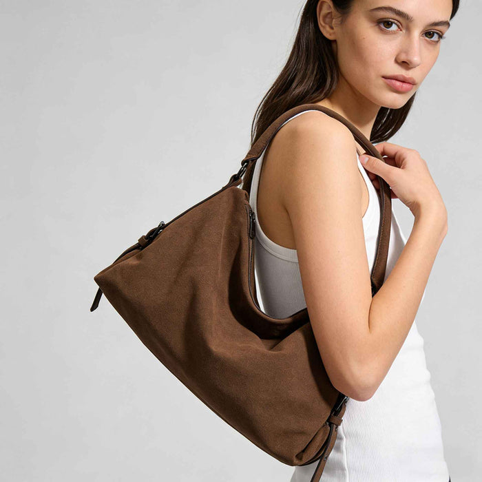 Sac fourre-tout vintage en daim grande capacité
