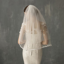 Mid Length Bridal Veil With Double Leaf Edge by Mirlaine Univers