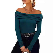 Womens Off-shoulder Figure-hugging Long-sleeve Slip Dress With A Boat Neckline