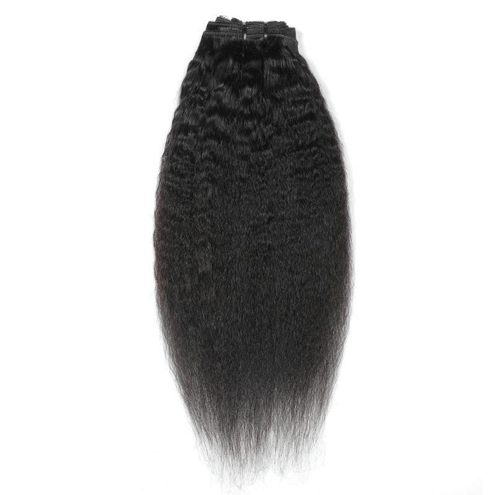 Extensions de cheveux humains à clips Kinky Straight naturels