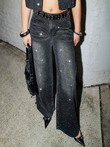 Studded Trendy Curvy Girl Friendly Wide-leg Skinny Jeans