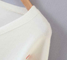 Long sleeve V-neck Straight Cherry Embroidered Cardigan Ssweater