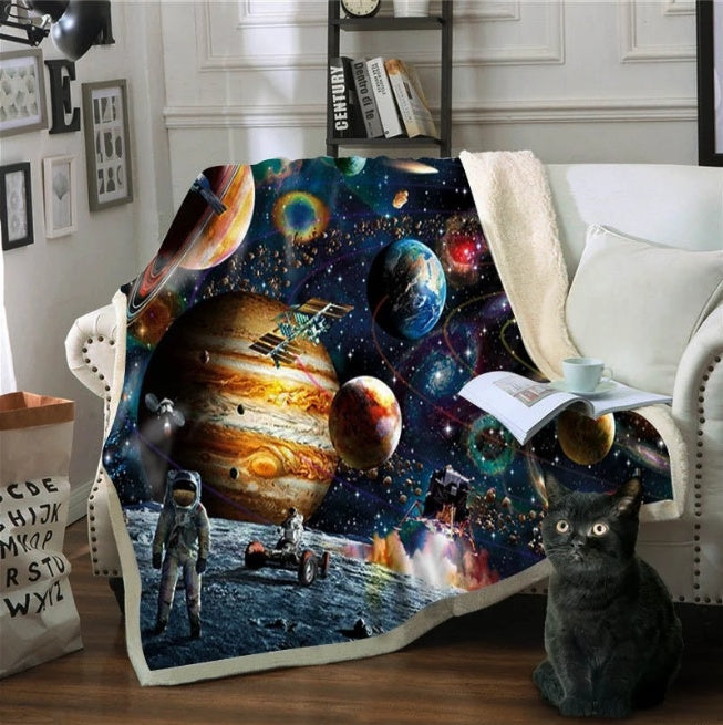 Couvertures paresseux BeddingOutlet pour lit, couverture en peluche motif animal de dessin animé, couverture en polaire sherpa motif espace, étoiles et univers