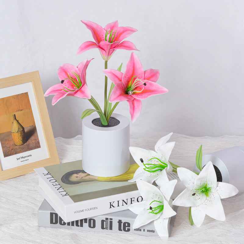 Rechargeable Led Lily Flower Pot Lamp