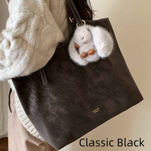 Coffee-Colored Commuter Tote Shoulder Bag With Large Capacity