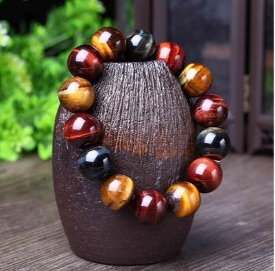 Tiger Eye Bracelet Natural Crystal Stone Buddha Bead Bracelet by Mirlaine Univers