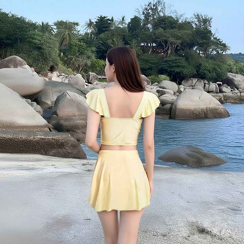 Womens Two-Piece Spa Resort Swimsuit Set With Separable Skirt