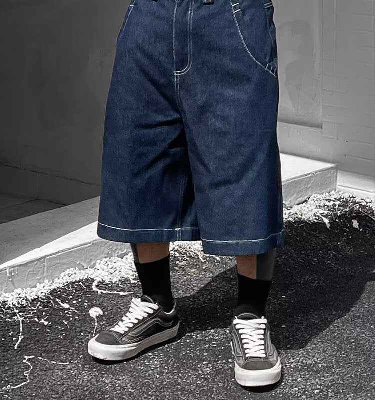 Mens Loose-Fit Summer Denim Shorts In The American West Coast Style