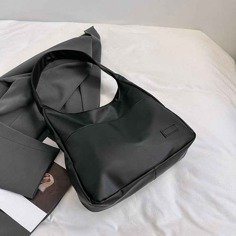 Large-Capacity Retro Solid-Color Textured Simple Casual Tote Bag