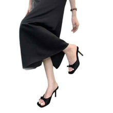 French-style Sophisticated Bow-tie Square-toe Open-toe Stiletto Sandals For Women