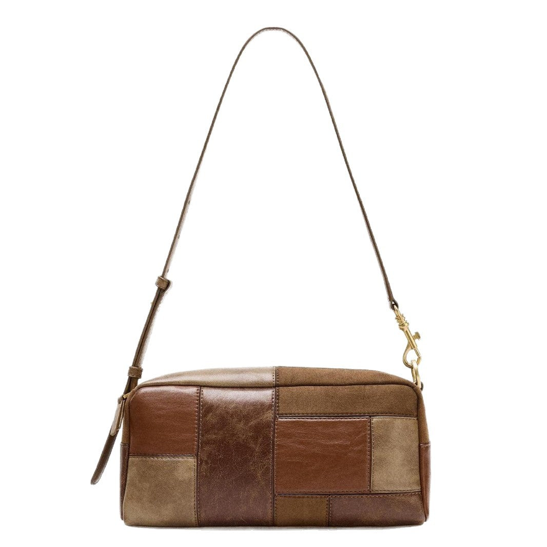 Fashionable Color-Block Patchwork Retro Shoulder And Clutch Bag by Mirlaine Univers