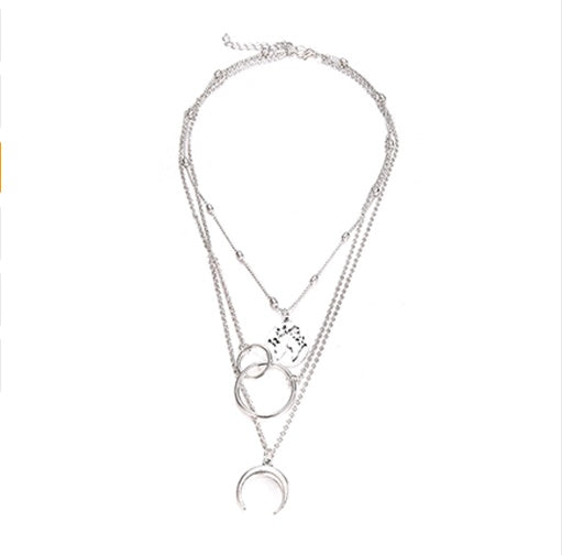 Fashionable Multilayer Boho Moon Map Necklace by Mirlaine Univers