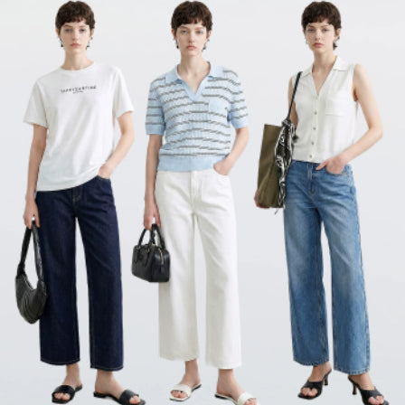 Jean décontracté en pur coton, taille haute, délavé et polyvalent, pantalon carotte affinant pour le travail