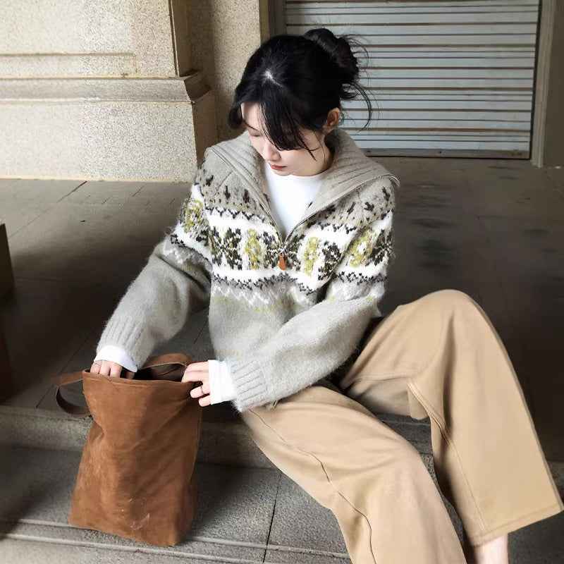 Retro Lazy-Style Knitted Cardigan Coat For Women