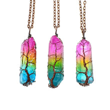 Hot Selling Stone Crystal Pillar Tree Of Life Pendant Ins Fashion Necklace by Mirlaine Univers