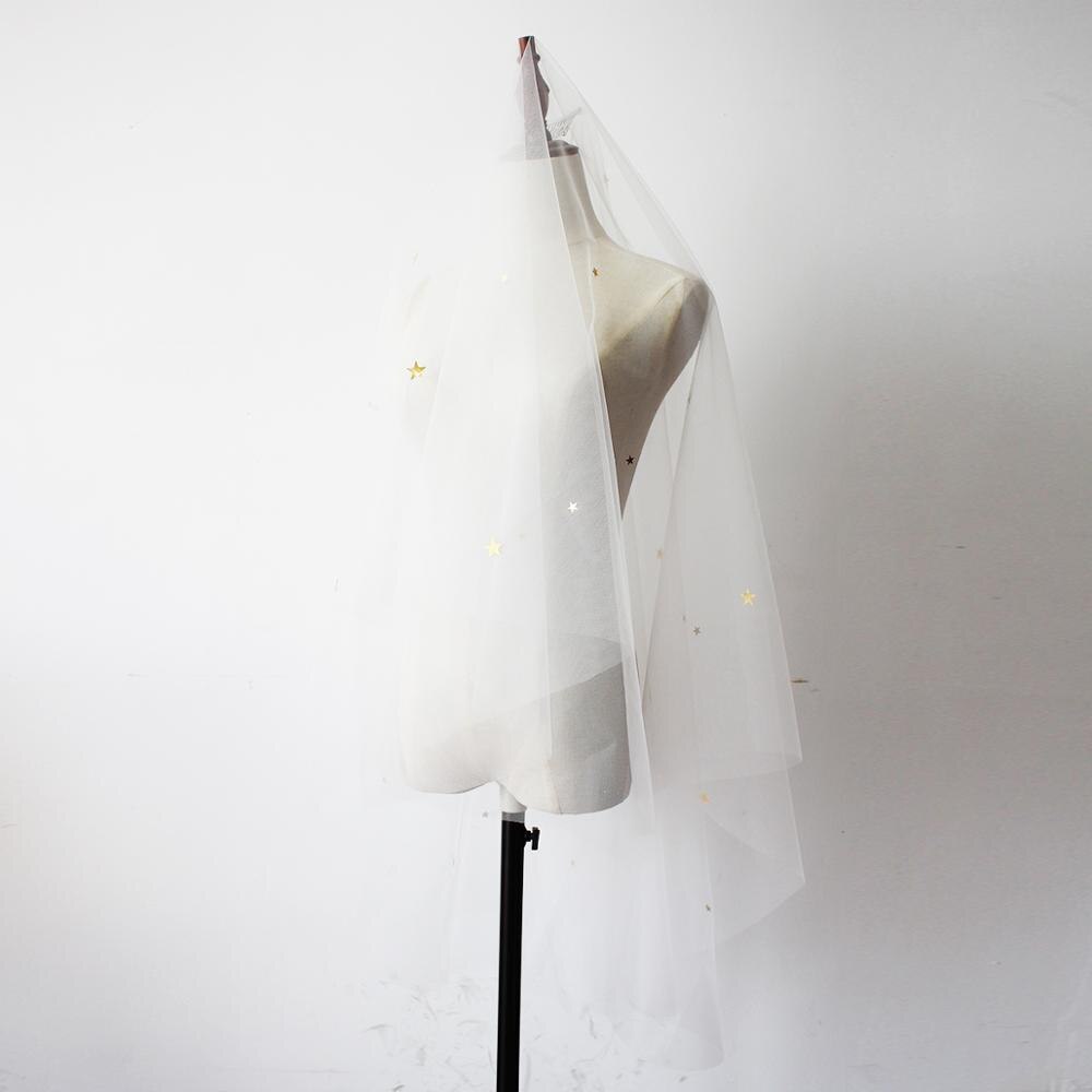 Star Style Hand Sewn Metal Combed Bridal Veil by Mirlaine Univers