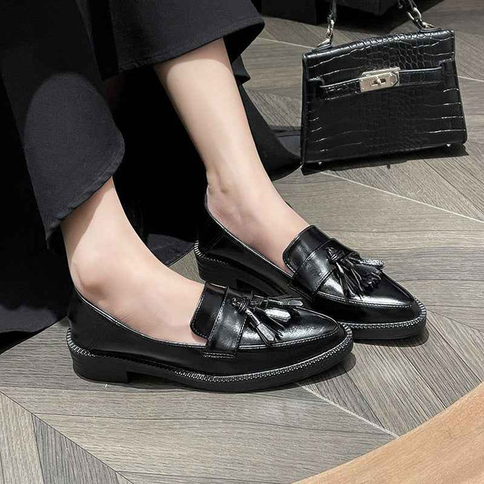 Pointed-toe Slip-on Tassel Shoes In Plus Sizes For Women