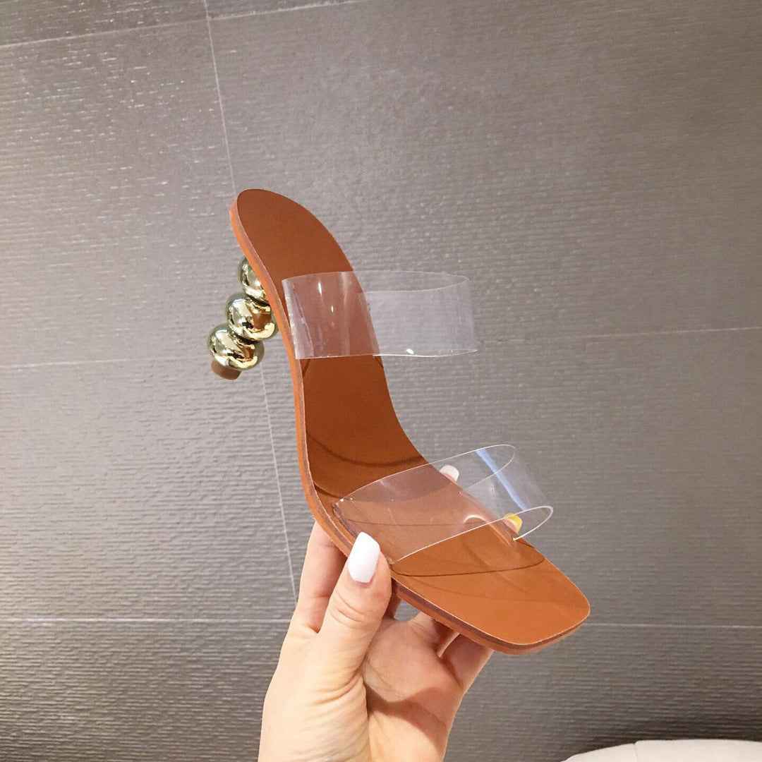 One word stiletto high heel women sandals
