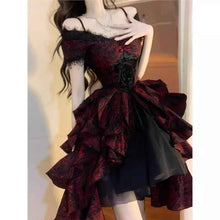 Black And Red Jacquard Wave-Print Dress Lolita Light Luxury