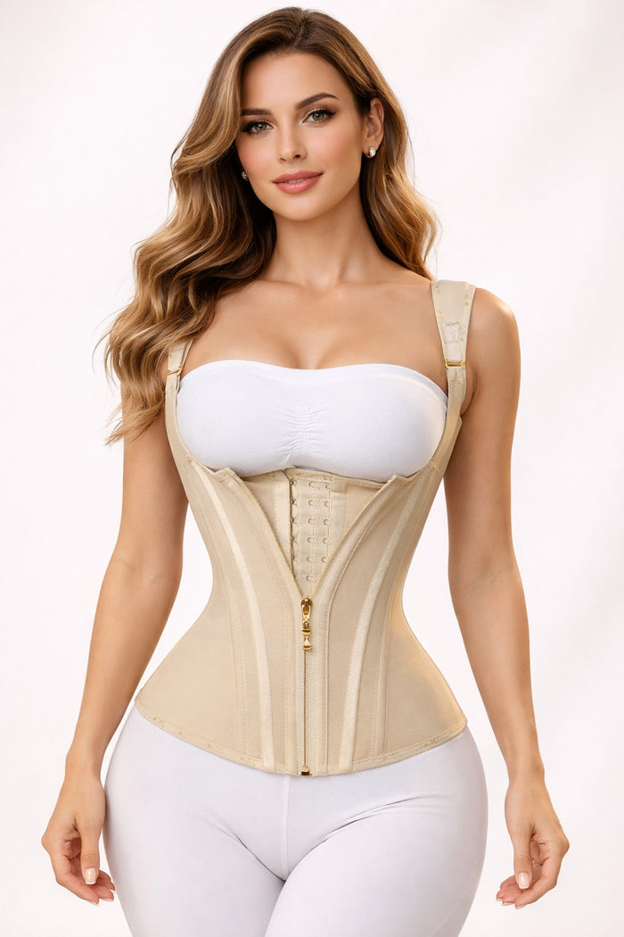 Gilet corset gainant pour femme avec baleines en acier