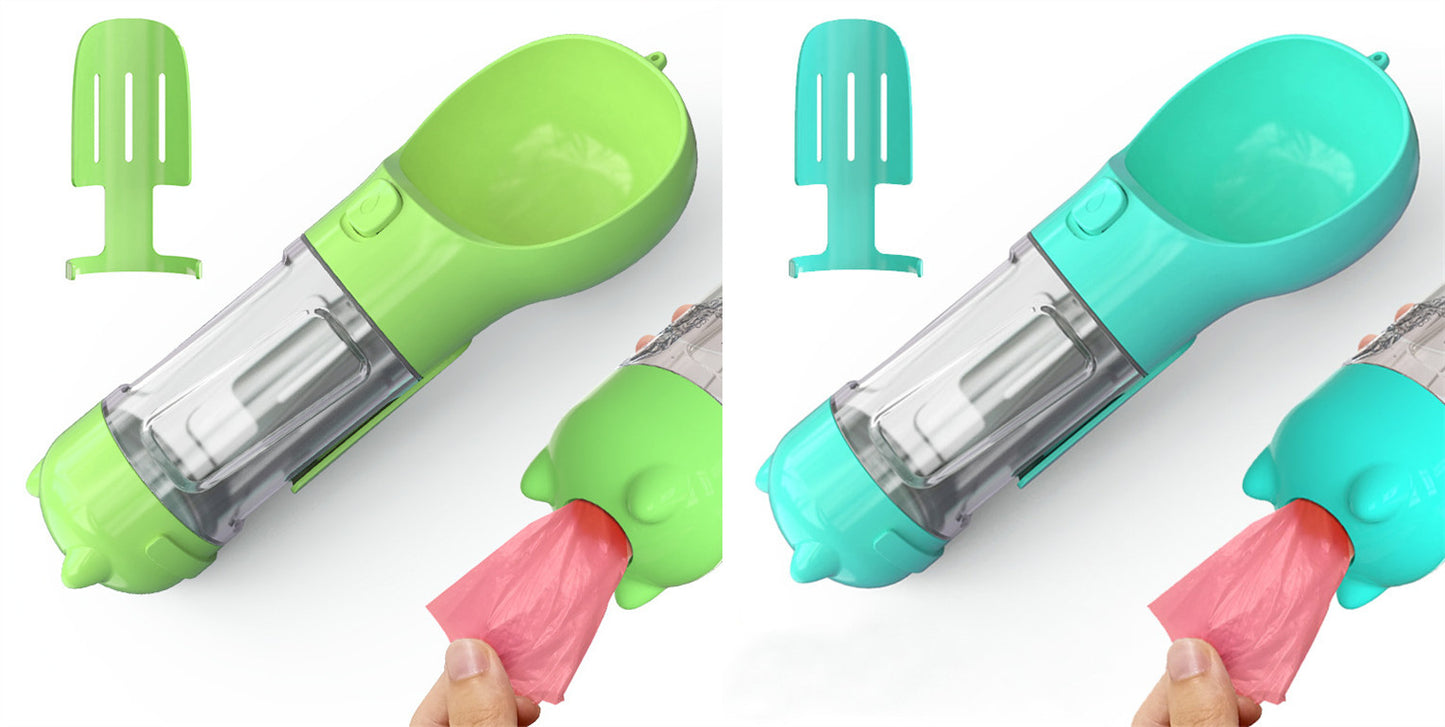 Pet Water Bottle Feeder Bowl Garbage Bag Storage Portable Pet Outdoor Travel 3 In 1 Dog Water Bottle by Mirlaine Univers