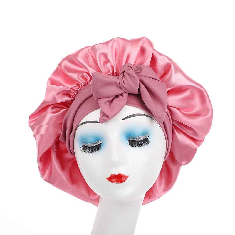 Single Layer Ribbon Round Cap Bow Artificial Silk