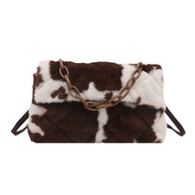 Stylish One-shoulder Envelope Bag With Leopard Print And Fluffy Accents Crossbody Bag