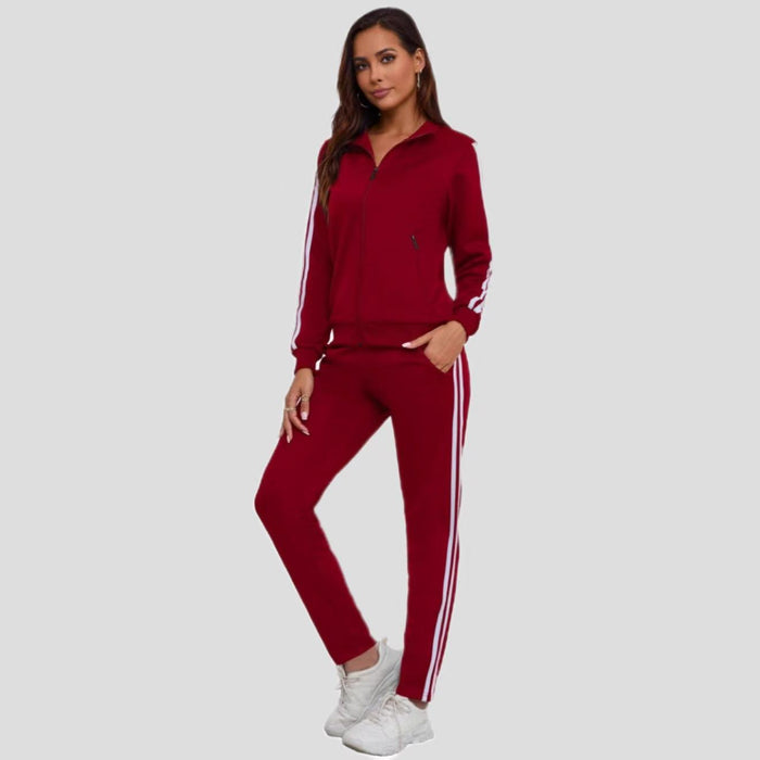 Women's Fashionable Printed Sports Long-Sleeve Hoodie Set