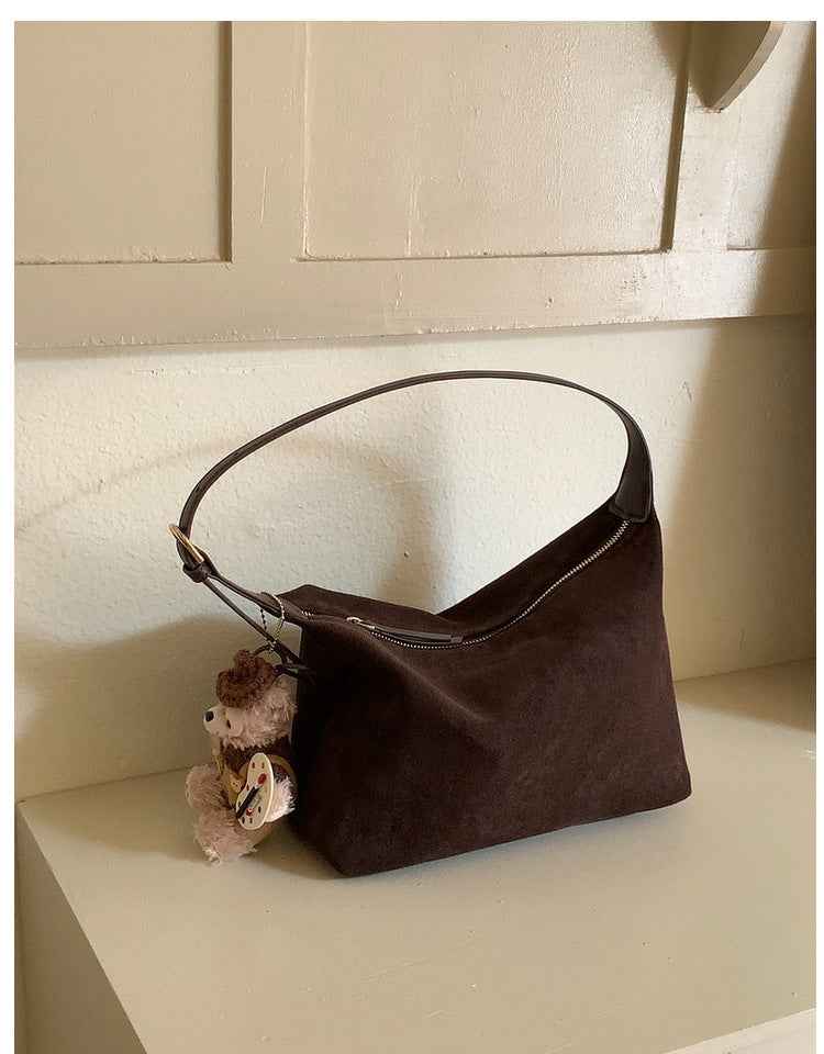 Retro Suede Minimalist Commuter Deer-Skin Faux Suede Crossbody Bag