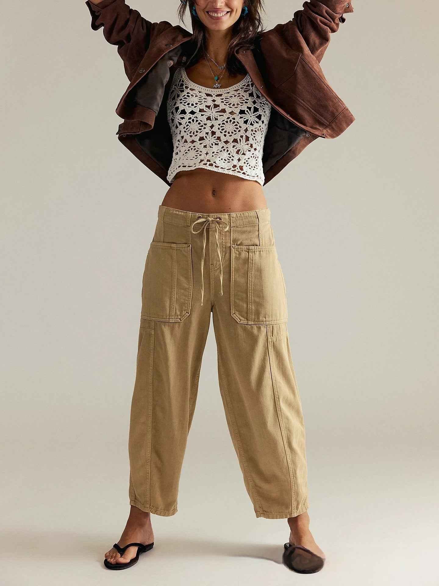 Casual Loose Low-Waist Barrel-Shape Womens Jeans