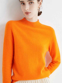 Half High Collar Pure Wool Women's Long Sleeved Knitted Base Sweater