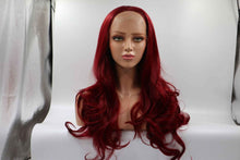 Burgundy front lace chemical fiber wig