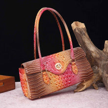 Womens Crocodile-Print Brahmin Shoulder Tote Bag
