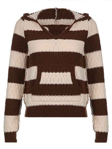 Rapcopter Prepply Kawaii Sweaters Striped Hooded Jumpers Vin