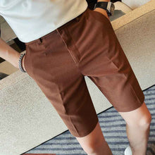Men's Slim-Fit Striped Solid-Color Fashion Suit Shorts