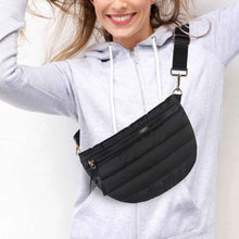 Womens Casual Quilted Solid-Color Down Waist Bag Shoulder Bag