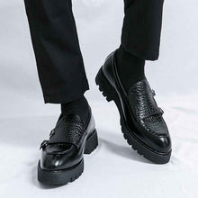 Slip-on Platform Height Increasing Men's Leather Loafers Shoes