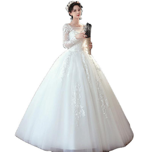 Long Sleeve Wedding Dress New Bride Trailing by Mirlaine Univers