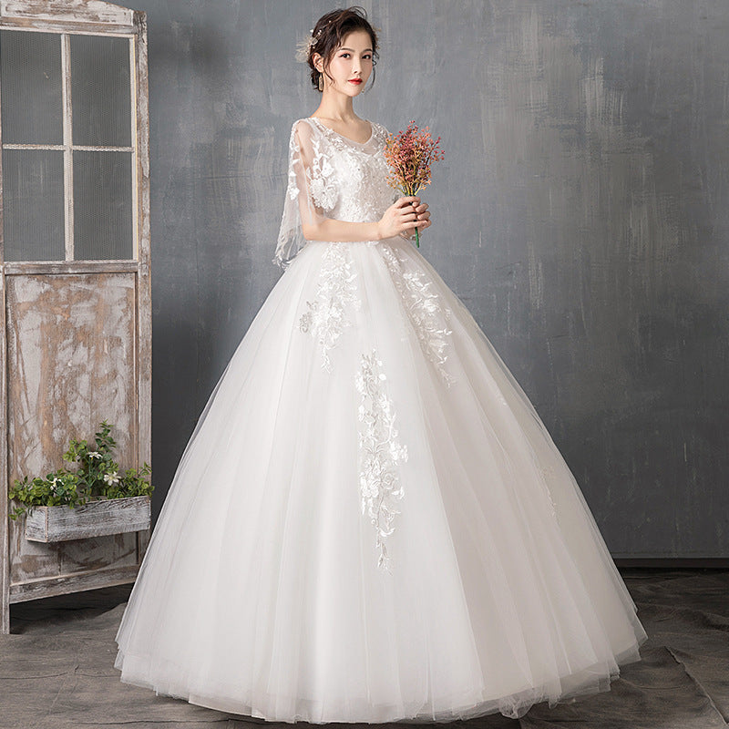 Long Sleeve Wedding Dress New Bride Trailing by Mirlaine Univers