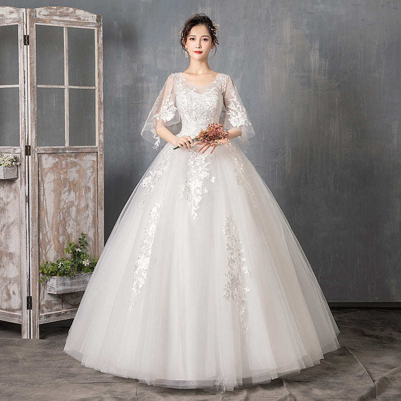 Long Sleeve Wedding Dress New Bride Trailing by Mirlaine Univers