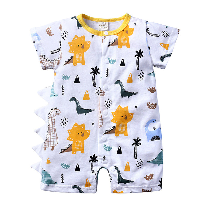 Baby Romper Cartoon Dinosaur Short Sleeve Cotton One Piece