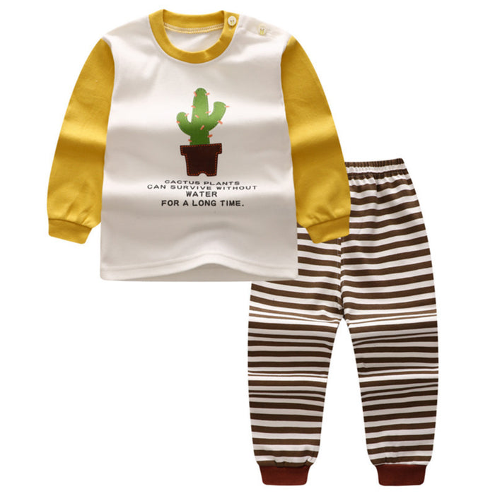 Kids Cotton Thermal Pajama Set Long Sleeve Pajamas