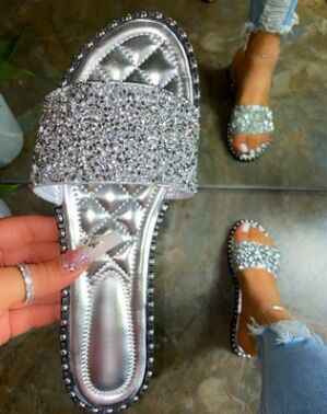 Women Rhinestone Bling Sandals Outdoor Wild Slippers