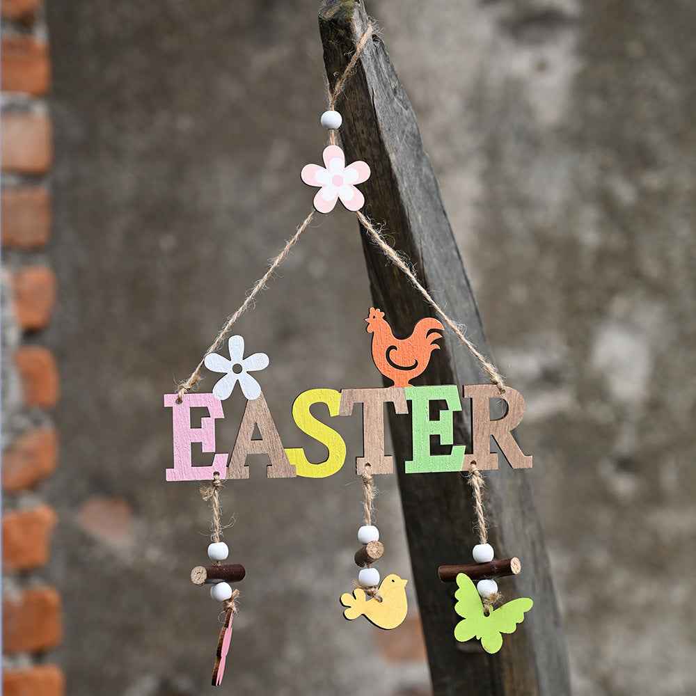 Easter Decorations Easter Wooden Letter Plate Pendant Nordic Style